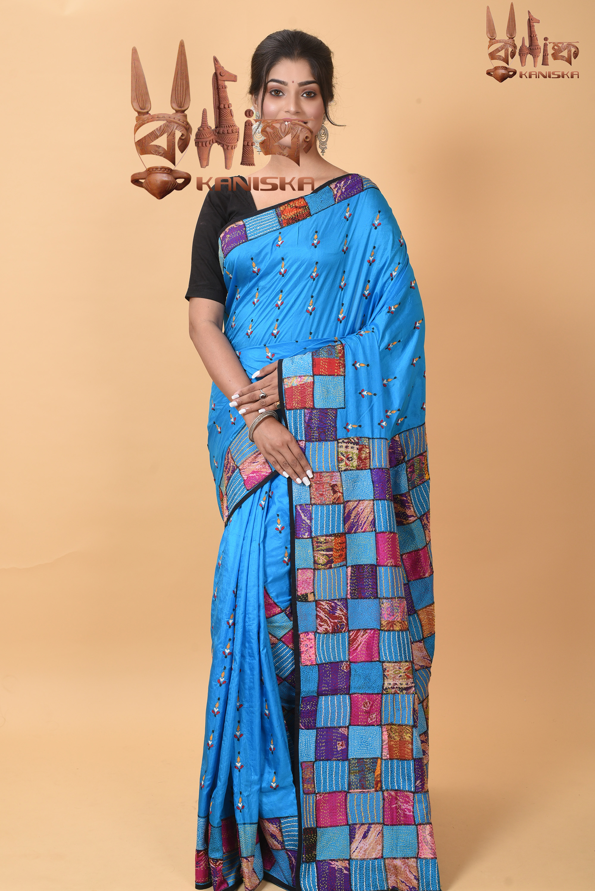 Tasar Baul Kantha stitch Product Image