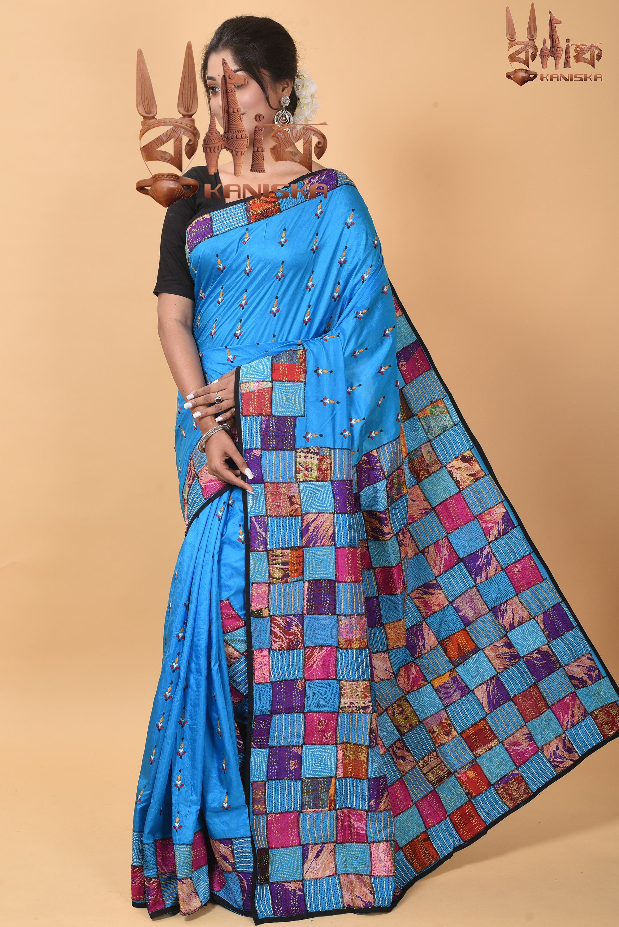Tasar Baul Kantha stitch Product Image