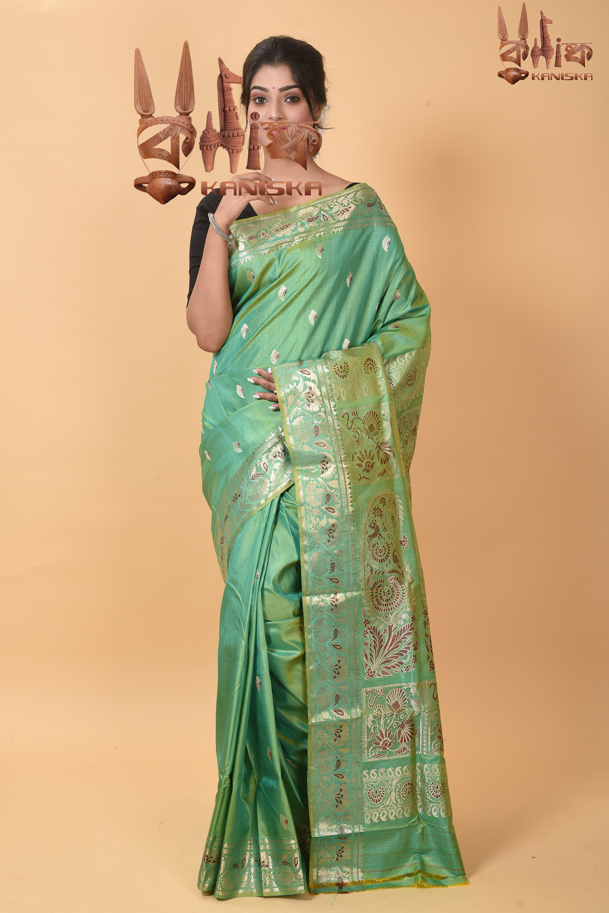 Light Green Printed Festive Wear Traditional Baluchari Mulberry Silk Saree,  6.25m at Rs 11000 in Bankura